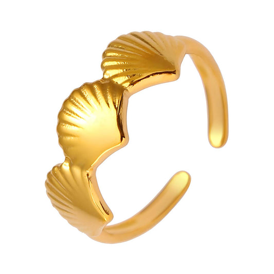 18K gold plated Stainless steel  Shells finger ring, Intensity - The Best Accessory