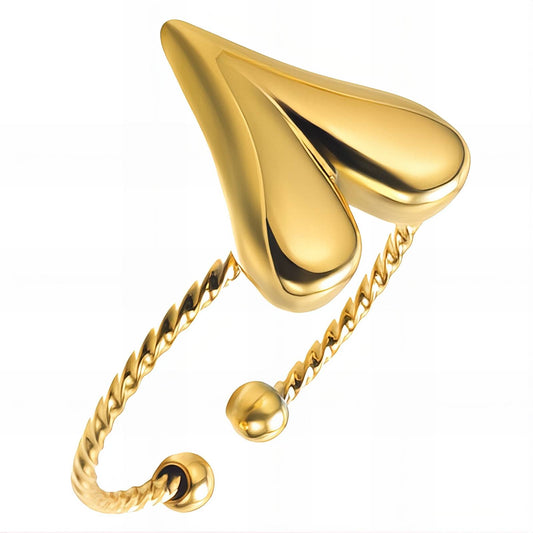 18K gold plated Stainless steel  Heart finger ring, Intensity - The Best Accessory