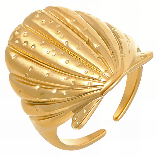 18K gold plated Stainless steel  Shell finger ring, Intensity - The Best Accessory