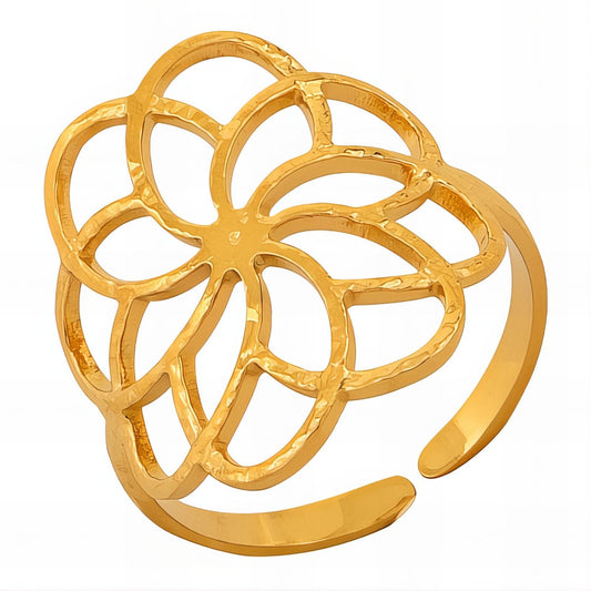 18K gold plated Stainless steel  Flower finger ring, Intensity - The Best Accessory