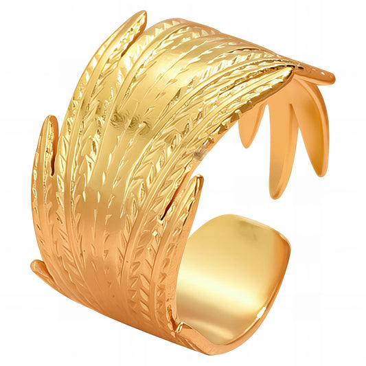 18K gold plated Stainless steel  Leafs finger ring, Intensity - The Best Accessory