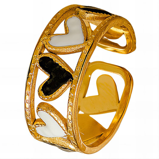 18K gold plated Stainless steel  Hearts finger ring, Intensity - The Best Accessory