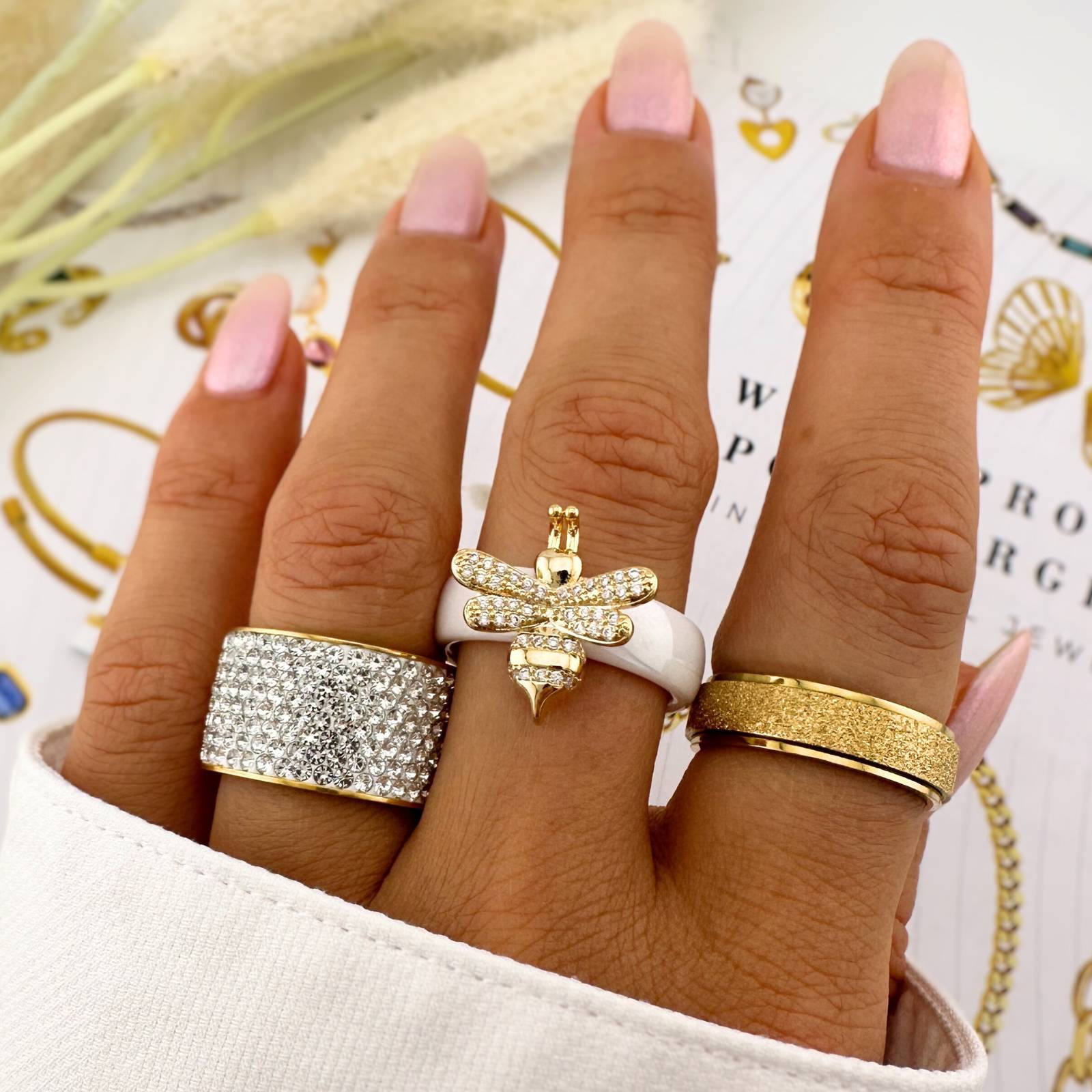 18K gold plated Stainless steel finger ring, Intensity - The Best Accessory