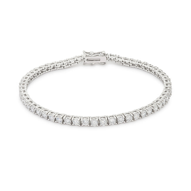 Silvertone Finish Victorian Cubic Zirconia Tennis 8 Inch Bracelet - The Best Accessory