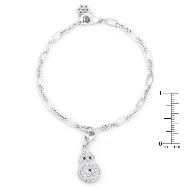Snowman 0.2ct CZ Rhodium Holiday Charm Bracelet - The Best Accessory