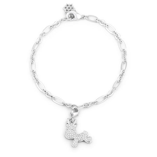 Rudy 0.25ct CZ Rhodium Reindeer Charm Bracelet - The Best Accessory