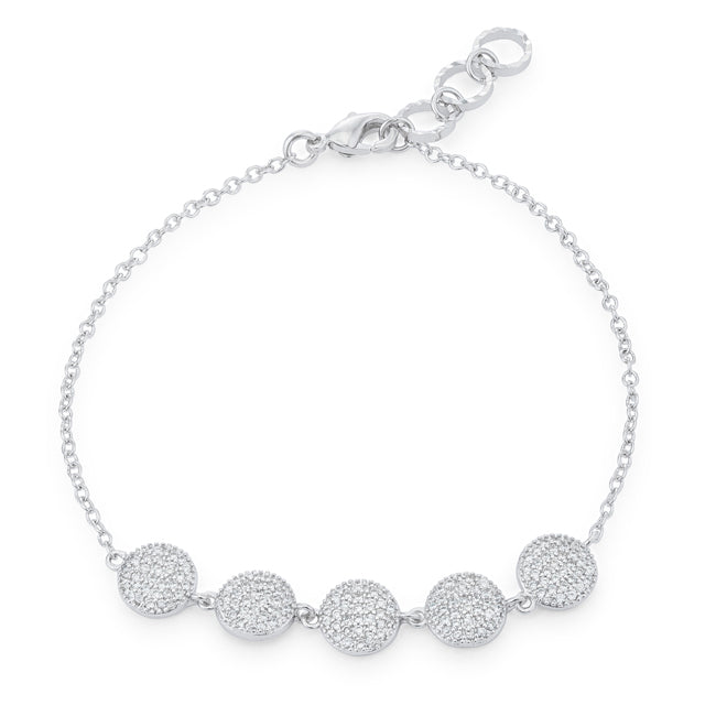 Carol 0.8ct CZ Rhodium Pave Disc Bracelet - The Best Accessory
