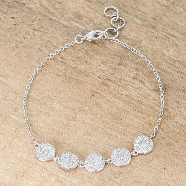 Carol 0.8ct CZ Rhodium Pave Disc Bracelet - The Best Accessory