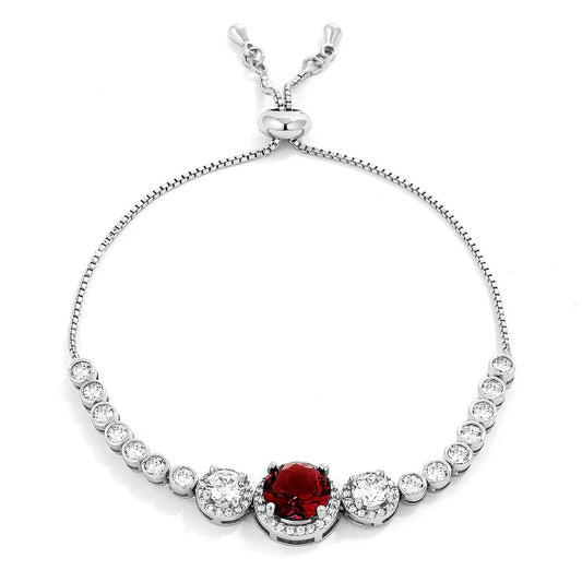 Deep Red and Clear CZ Bolo Style Tennis Bracelet - The Best Accessory