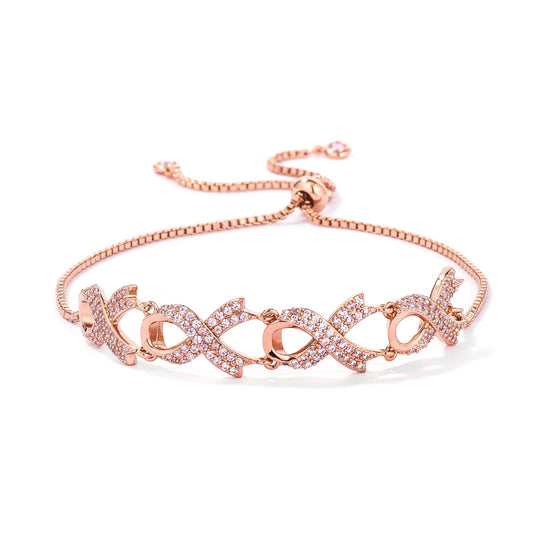 Rose Gold Plated Pink Ribbon Bracelet - The Best Accessory