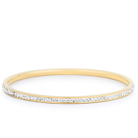 Simple Goldtone Finish Crystal Bangle - The Best Accessory