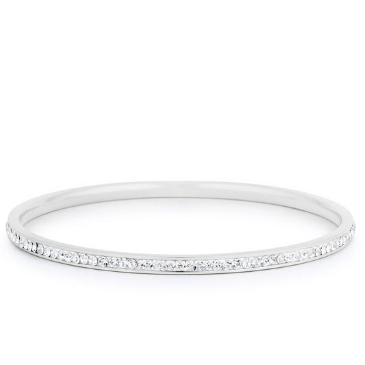 Simple Rhodium Plated Finish Crystal Bangle - The Best Accessory