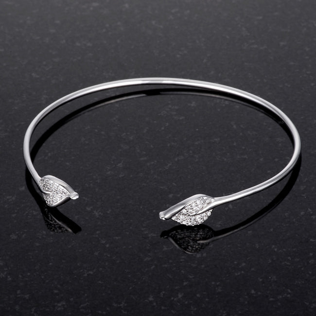 Trendy Rhodium Bracelet with Clear Cubic Zirconia Accents - The Best Accessory