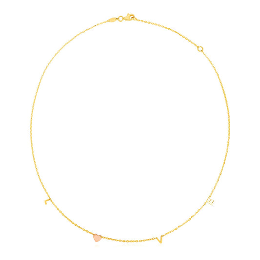 14k Two Tone Gold Love Necklace - The Best Accessory