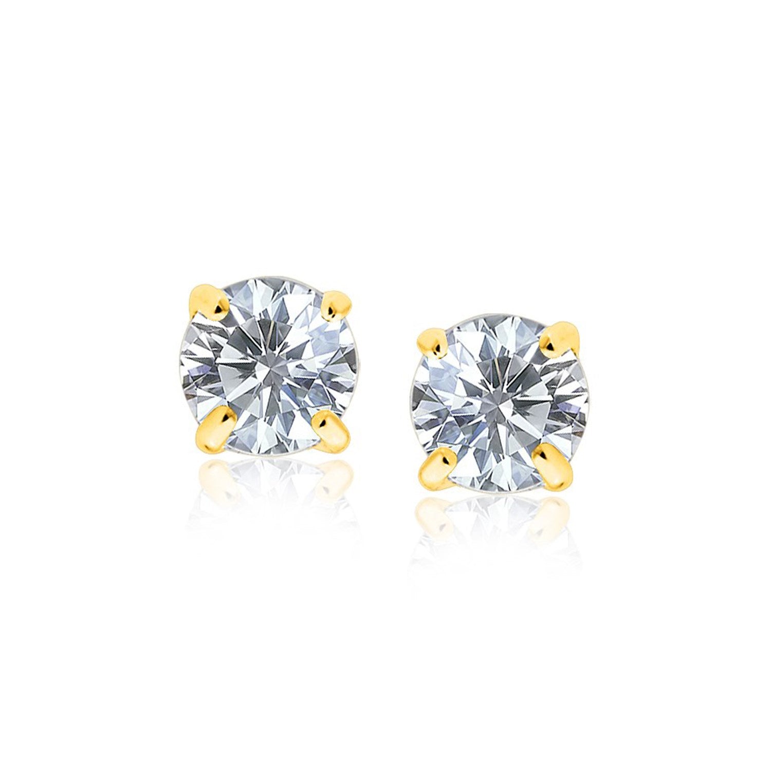 14k Yellow Gold 8.0mm Round CZ Stud Earrings - The Best Accessory