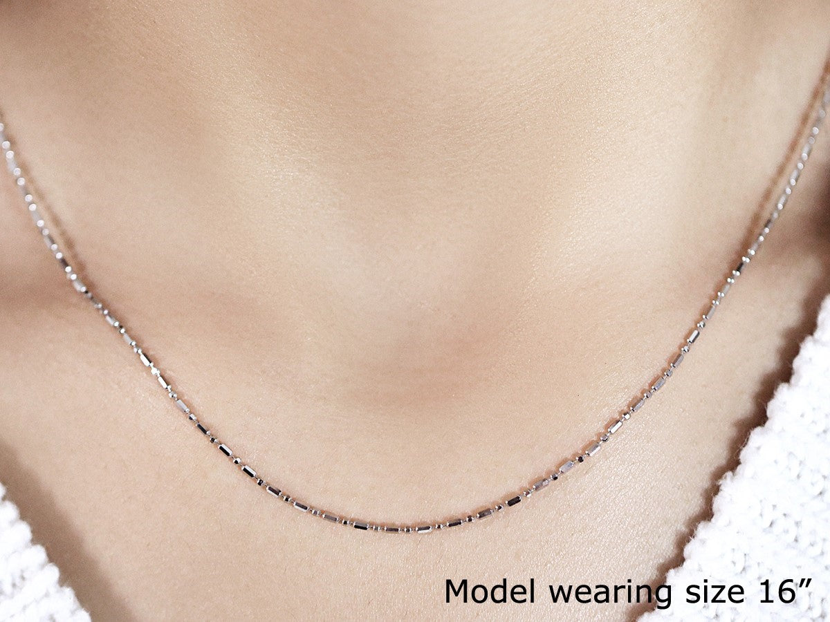 14k White Gold Diamond-Cut Alternating Bead Chain (1.10 mm) - The Best Accessory