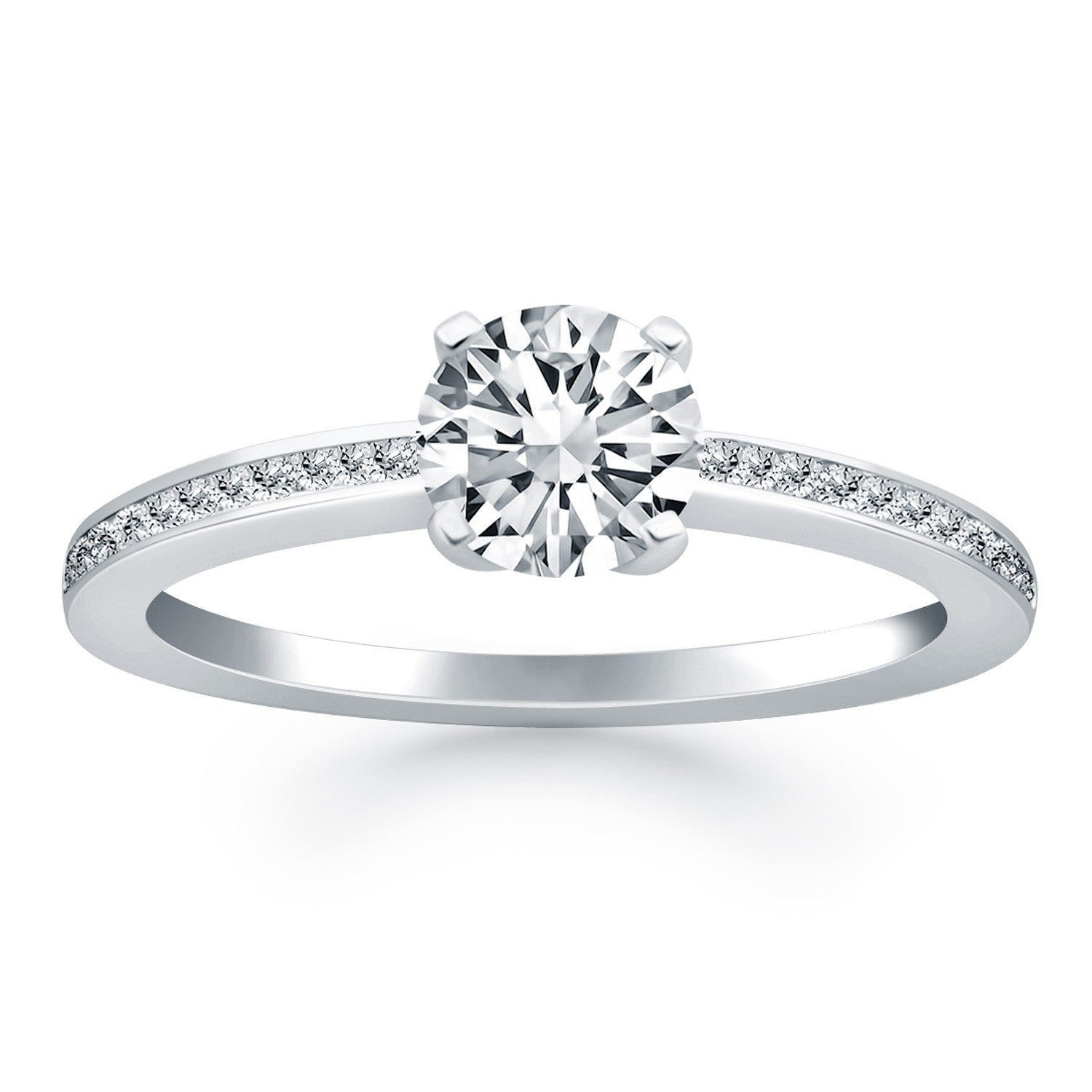 14k White Gold Classic Pave Diamond Band Engagement Ring - The Best Accessory