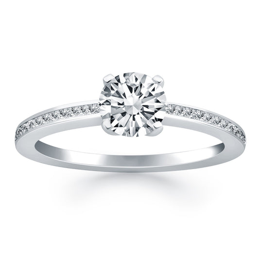 14k White Gold Classic Pave Diamond Band Engagement Ring - The Best Accessory