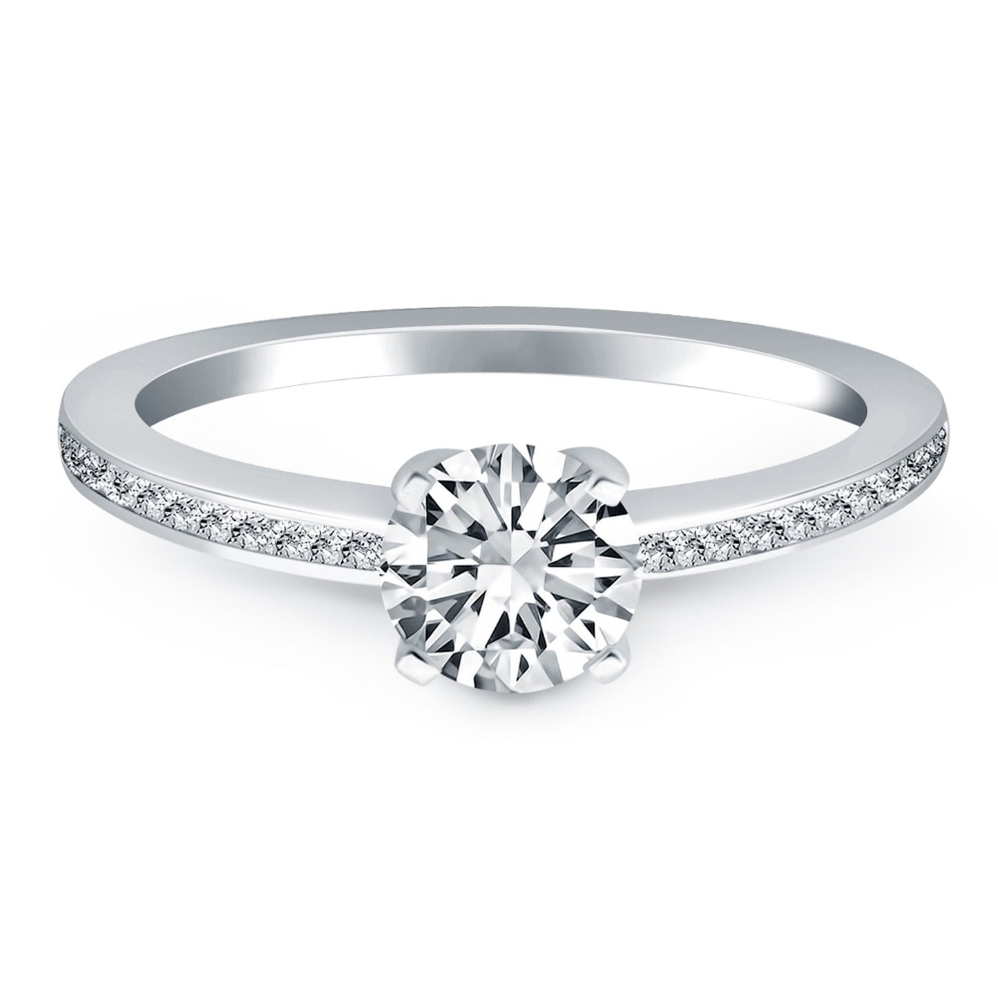 14k White Gold Classic Pave Diamond Band Engagement Ring - The Best Accessory