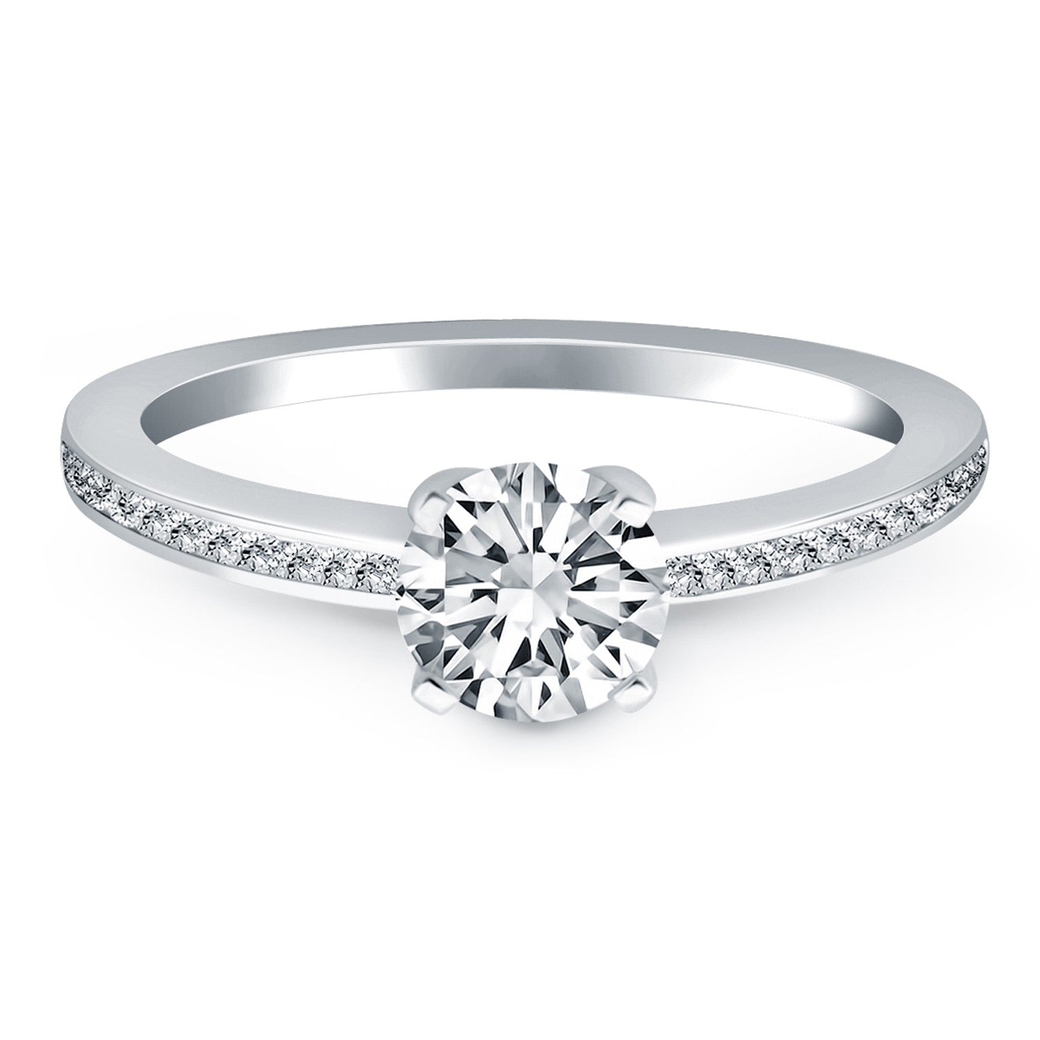 14k White Gold Classic Pave Diamond Band Engagement Ring - The Best Accessory