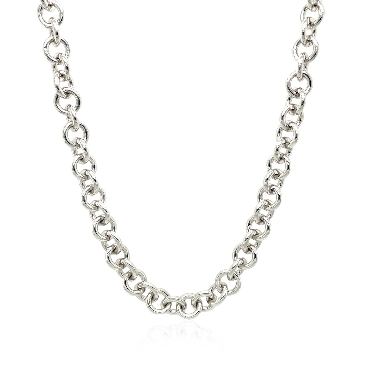 Sterling Silver Rhodium Plated Rolo Chain Necklace with a Heart Toggle Charm - The Best Accessory