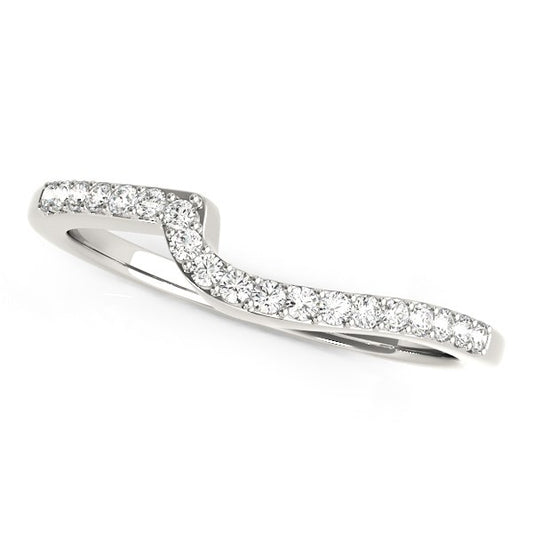 14k White Gold Curved Design Round Diamond Wedding Band (1/4 cttw) - The Best Accessory