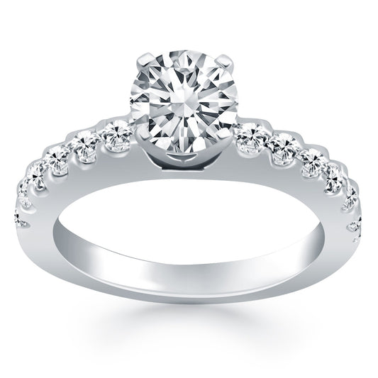 14k White Gold Diamond Micro Prong Cathedral Engagement Ring - The Best Accessory