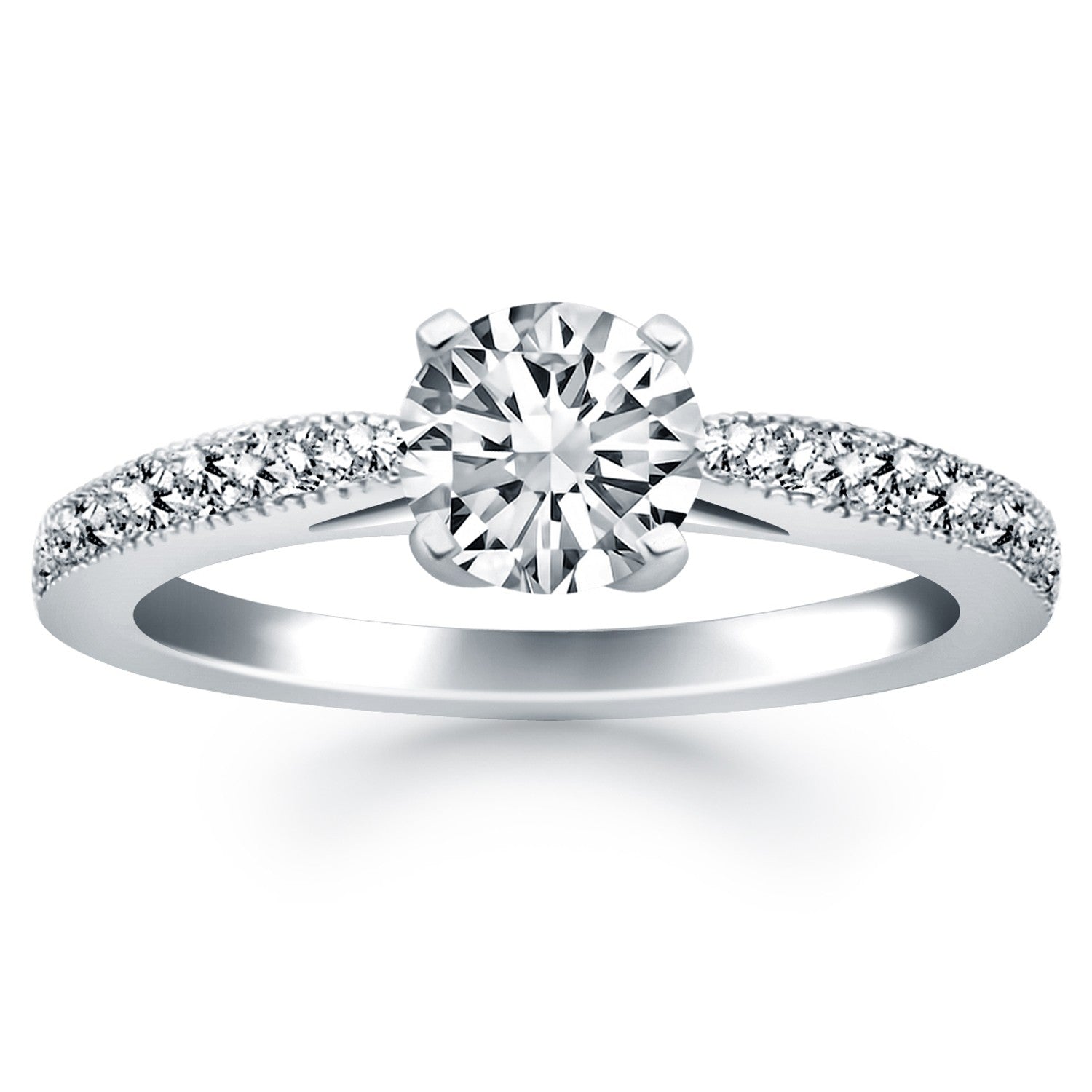 14k White Gold Diamond Pave Cathedral Engagement Ring - The Best Accessory