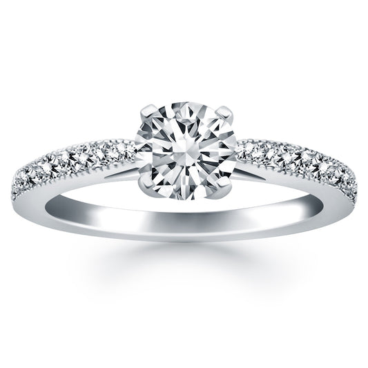 14k White Gold Diamond Pave Cathedral Engagement Ring - The Best Accessory