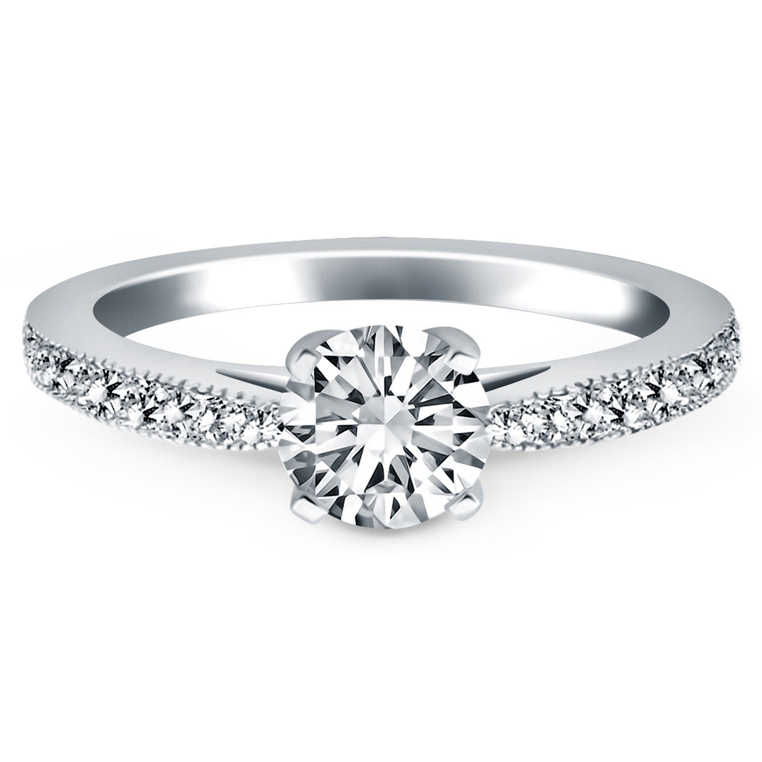 14k White Gold Diamond Pave Cathedral Engagement Ring - The Best Accessory