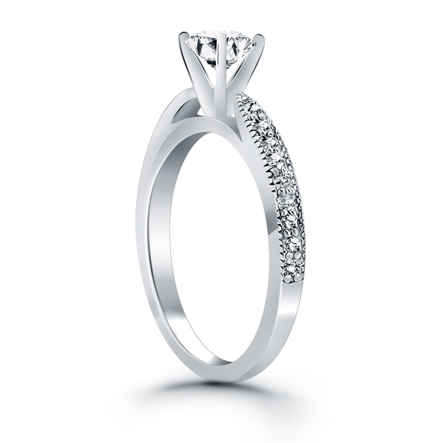 14k White Gold Diamond Pave Cathedral Engagement Ring - The Best Accessory