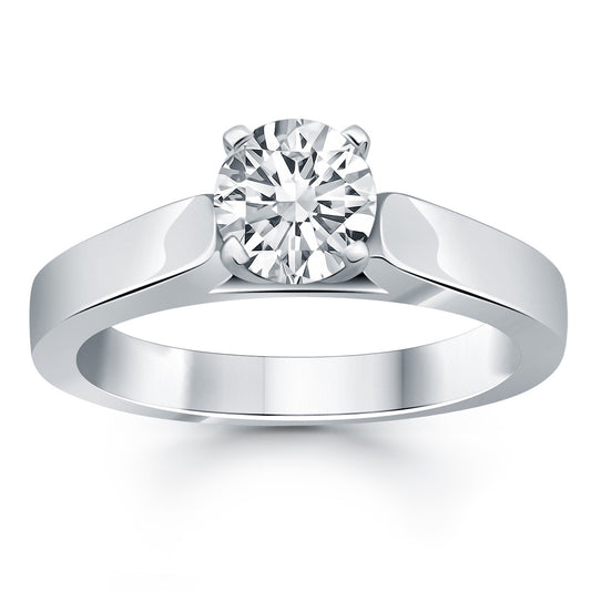 14k White Gold Wide Cathedral Solitaire Engagement Ring - The Best Accessory