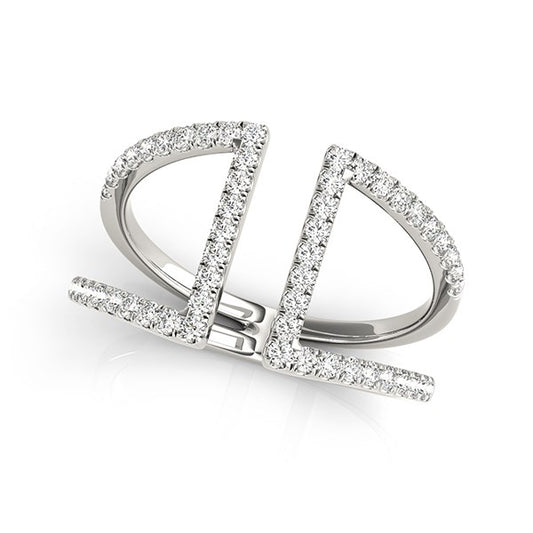 14k White Gold Open Style Dual Band Ring with Diamonds (1/2 cttw) - The Best Accessory