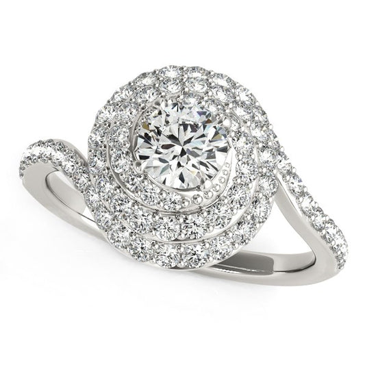 14k White Gold Round Diamond Spiral Design Engagement Ring (1 1/8 cttw) - The Best Accessory