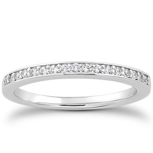 14k White Gold Micro-pave Flat Sided Diamond Wedding Ring Band - The Best Accessory