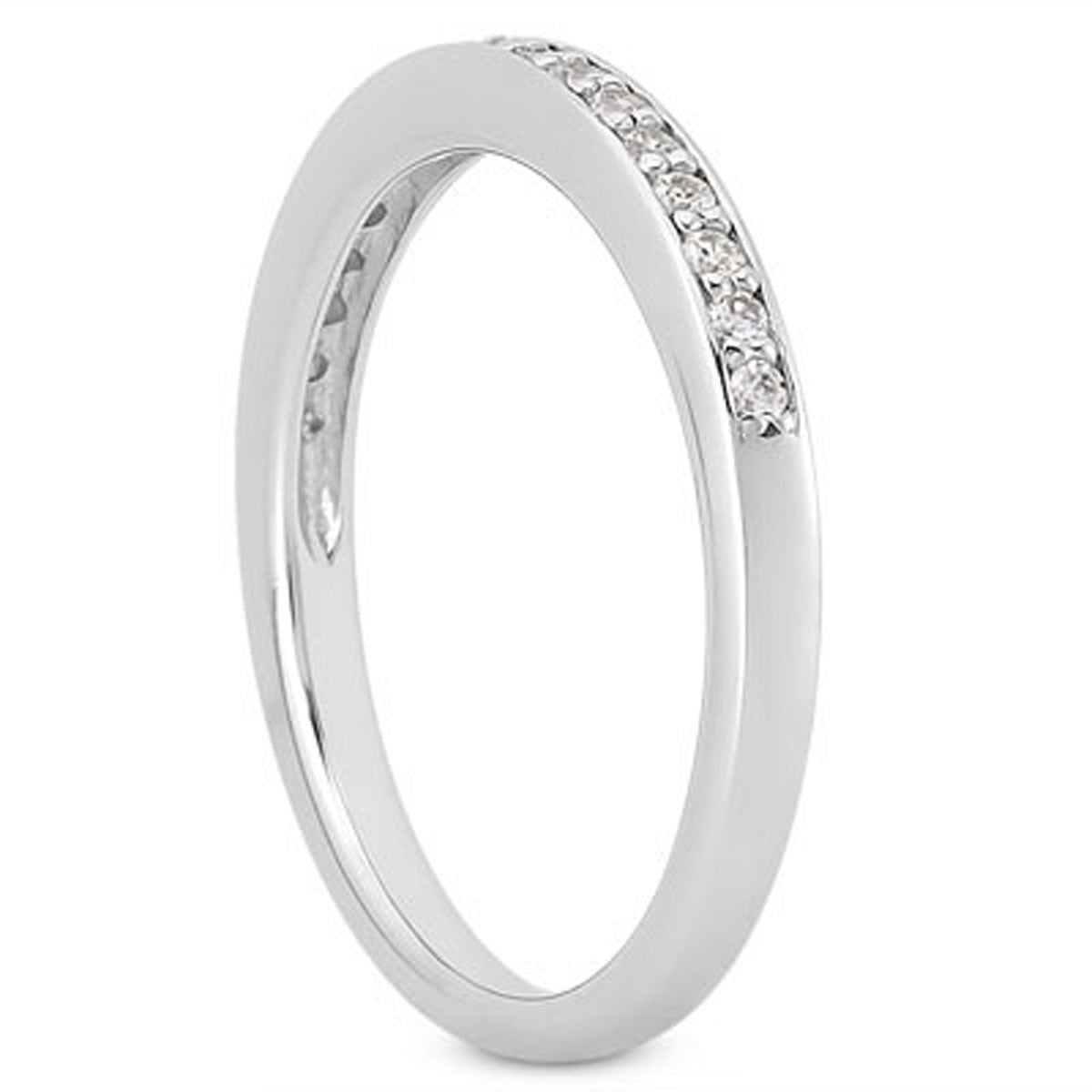 14k White Gold Micro-pave Flat Sided Diamond Wedding Ring Band - The Best Accessory