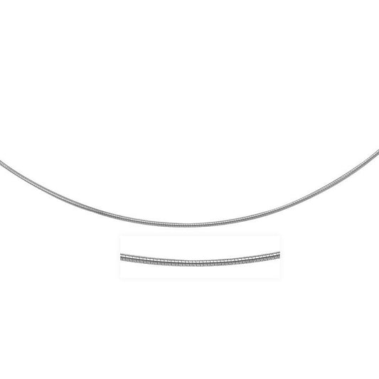 14k White Gold Thin Motif Round Omega Necklace - The Best Accessory