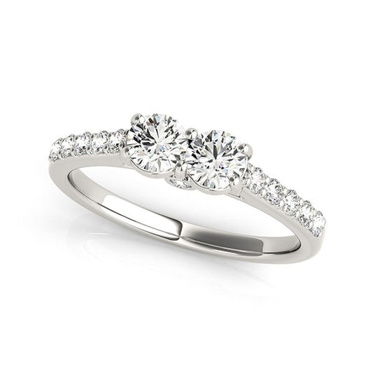14k White Gold Round Two Stone Diamond Ring (3/4 cttw) - The Best Accessory