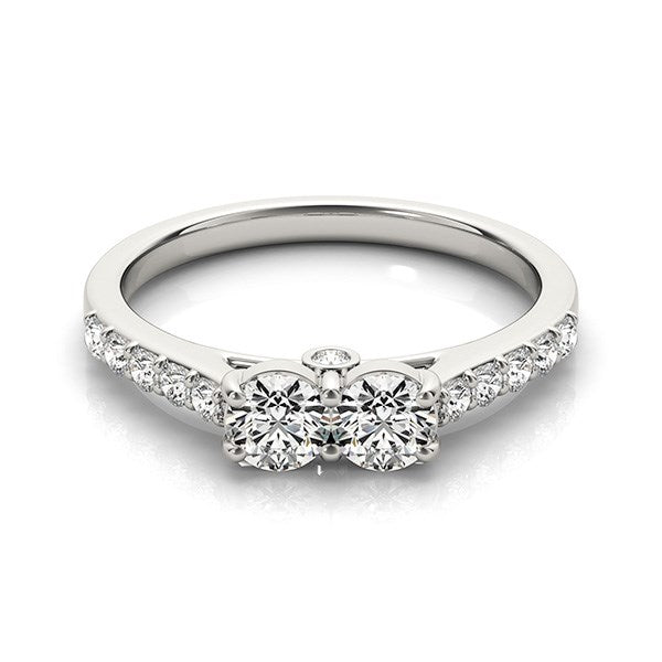 14k White Gold Round Two Stone Diamond Ring (3/4 cttw) - The Best Accessory