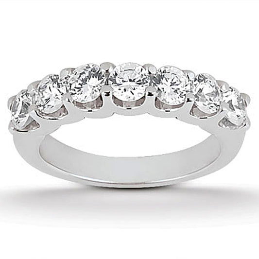 14k White Gold Diamond Scalloped Shared U Prong Setting Wedding Ring Band - The Best Accessory
