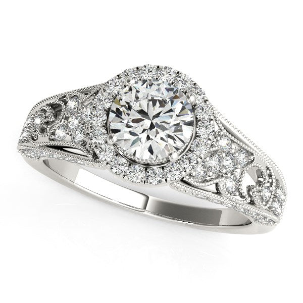 14k White Gold Diamond Engagement Ring with Baroque Shank Design (1 1/8 cttw) - The Best Accessory