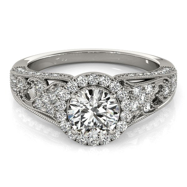 14k White Gold Diamond Engagement Ring with Baroque Shank Design (1 1/8 cttw) - The Best Accessory