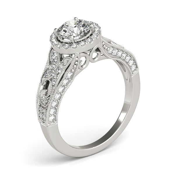 14k White Gold Diamond Engagement Ring with Baroque Shank Design (1 1/8 cttw) - The Best Accessory