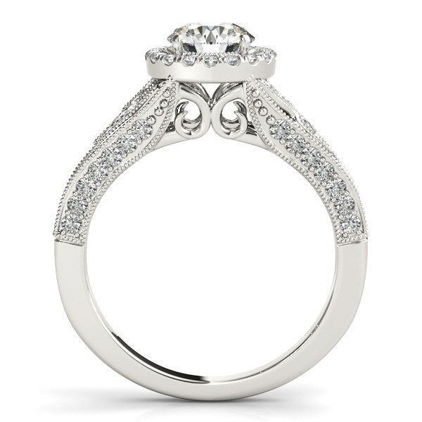14k White Gold Diamond Engagement Ring with Baroque Shank Design (1 1/8 cttw) - The Best Accessory