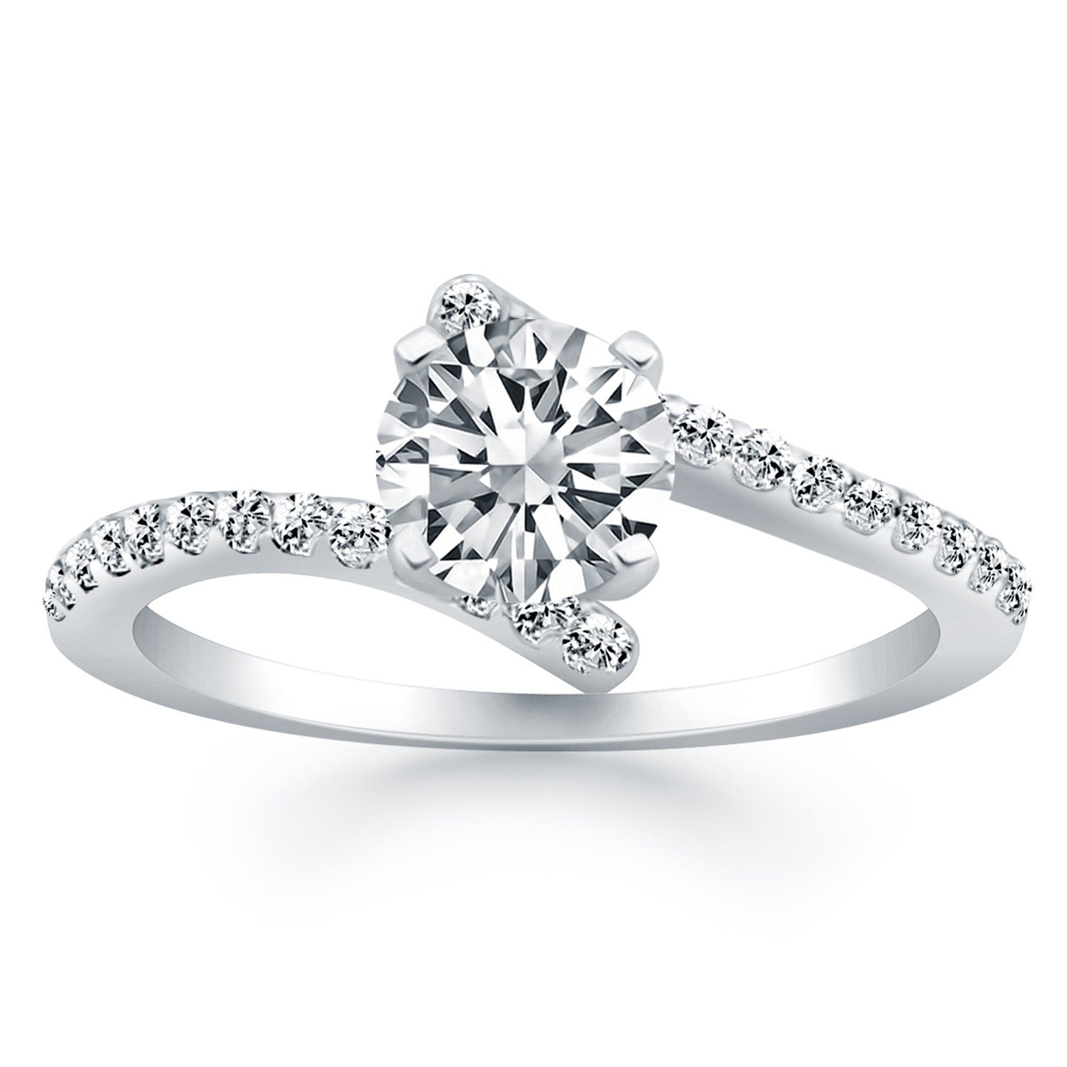 14k White Gold Open Shank Bypass Diamond Engagement Ring - The Best Accessory