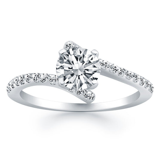 14k White Gold Open Shank Bypass Diamond Engagement Ring - The Best Accessory