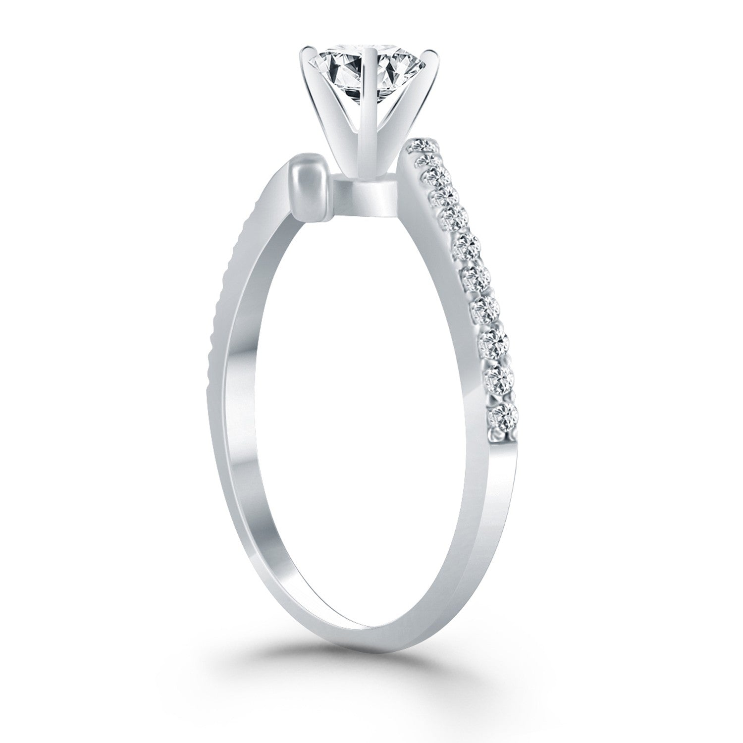 14k White Gold Open Shank Bypass Diamond Engagement Ring - The Best Accessory