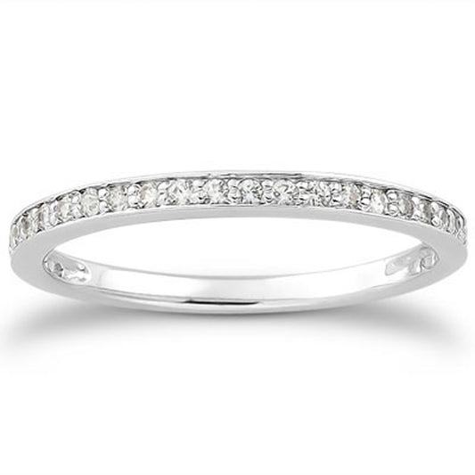 14k White Gold Micro-pave Diamond Wedding Ring Band Set 3/4 Around - The Best Accessory
