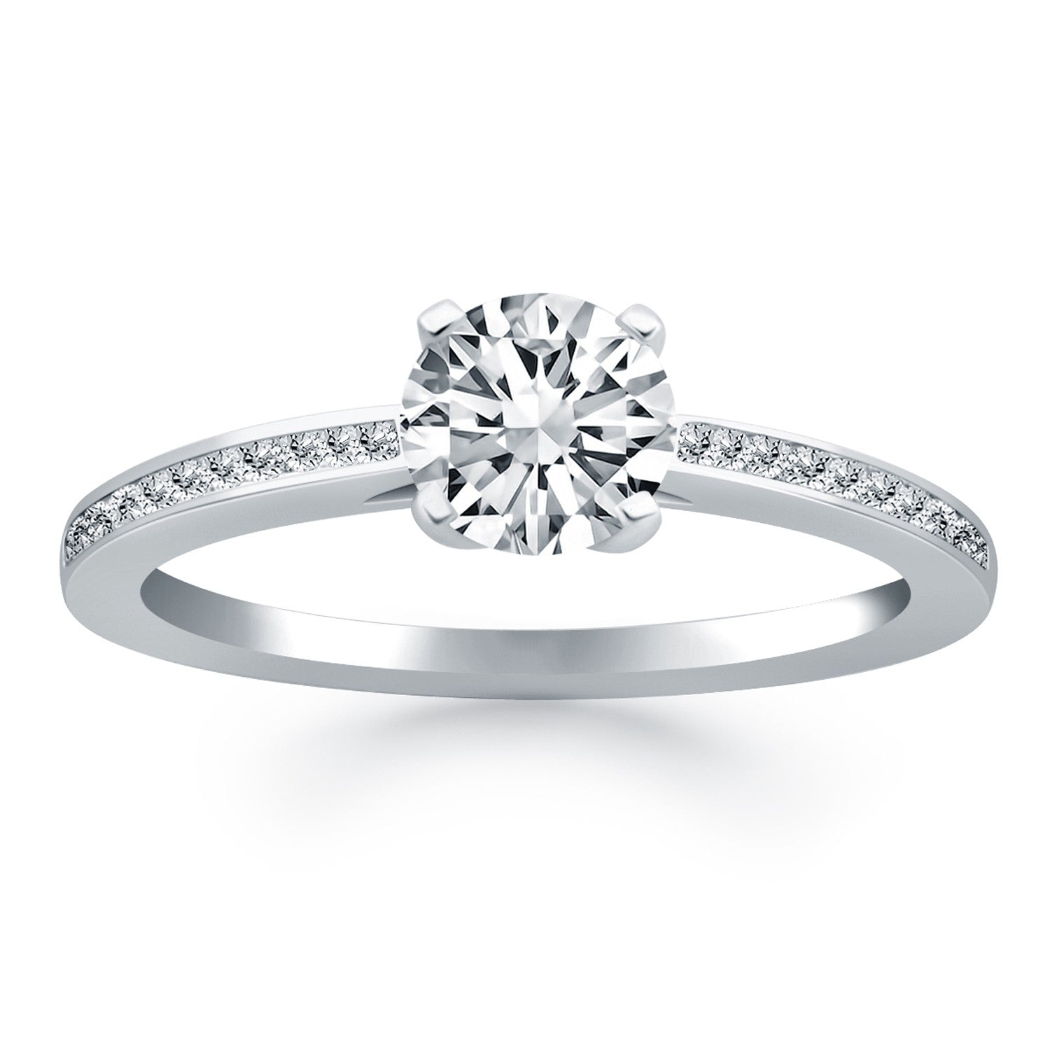 14k White Gold Channel Set Cathedral Engagement Ring - The Best Accessory