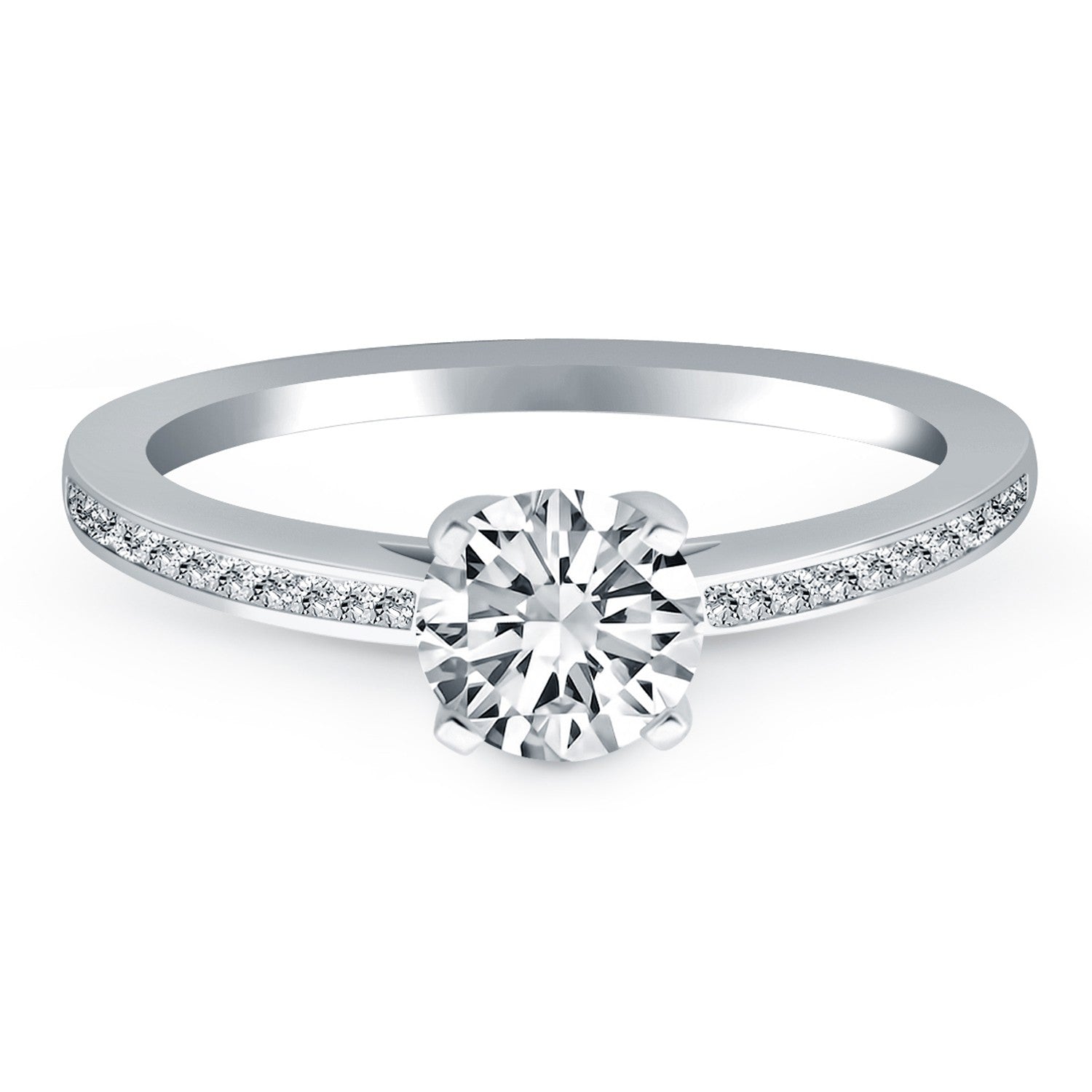 14k White Gold Channel Set Cathedral Engagement Ring - The Best Accessory